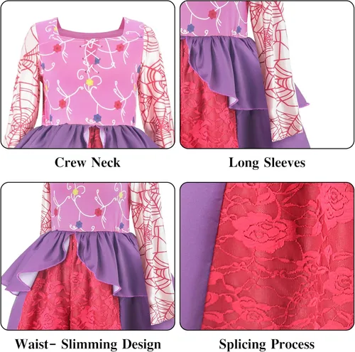 Vista 3 de Disfraz de bruja de Halloween para niñas pequeñas, disfraces de cosplay