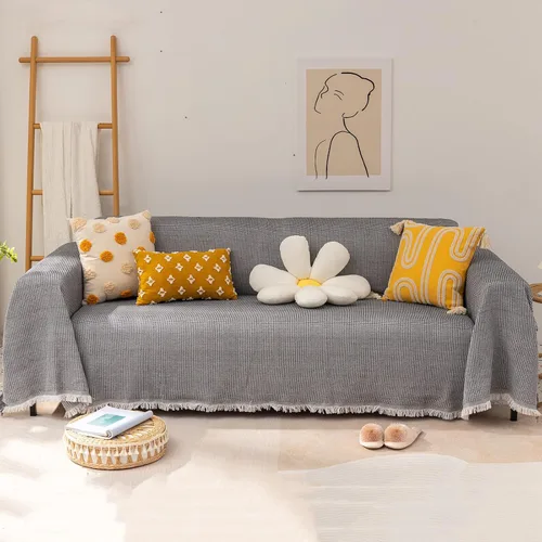 Vista 6 de MBROS YZCotton - Funda de sofá suave y moderna para sala de estar, funda protectora de muebles lavable con borla -A-90 × 35.4 in