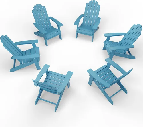 Vista 37 de MXIMU Silla Adirondack plegable para exteriores: sillas Adirondack fáciles de montar y cómodas, silla de plástico compuesto para todo tipo de clima