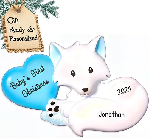 Vista 12 de Adornos personalizados para la primera Navidad del bebé 2024 – Adornos de Navidad personalizados para bebé niño, primera Navidad, adorno azul