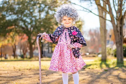 Vista 7 de ReliBeauty Disfraz de anciana para niños abuela disfraz de abuela para niñas 100 días