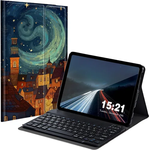 Vista 15 de Funda de teclado para Samsung Galaxy Tab S6 Lite 2022/2020, Galaxy Tab S6 Lite SM-P610/P613/P615/P619 con teclado Bluetooth inalámbrico desmontable
