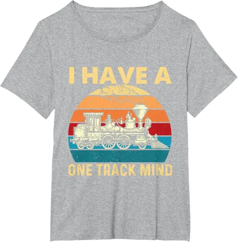 Vista 57 de Camiseta con texto en inglés "I Have A One Track Mind - Trainspotter Model Train Railroad, Negro, S