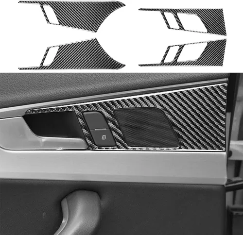 Vista 20 de Blazeray Accesorios interiores de fibra de carbono, cubierta decorativa, ajuste adhesivo para Audi A4 B9 2017-2019 (cubierta de perilla central)