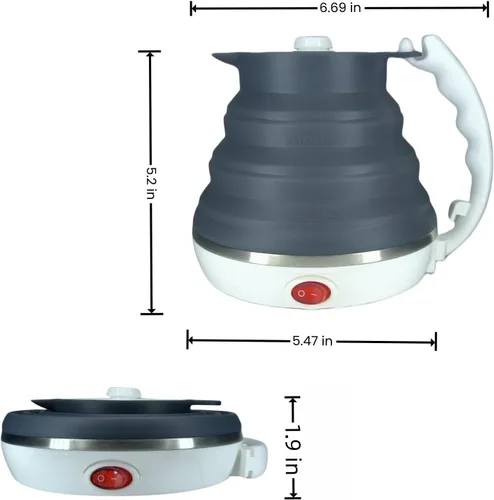 Vista 5 de Hervidor Eléctrico de Viaje Pequeño, Hervidor Eléctrico Plegable, Hervidor de Té Portátil + Goteador de Café Plegable Sin Papel para Verter