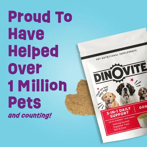 Vista 8 de Probióticos Dinovite para perros pequeños, adorno probiótico para alimentos, 30 porciones