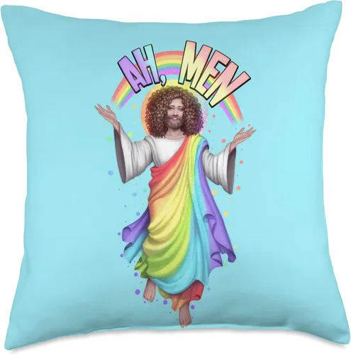 Vista 5 de JeGaysus Gay Jesus 'Ah, Men' - Pride Merch Special-Amen - Almohada de 16 x 16 pulgadas, multicolor