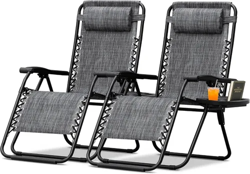 Vista 10 de Devoko Patio Zero Gravity Chair - Silla plegable para exteriores, sillas reclinables ajustables para uso junto a la piscina, silla lounge de jardín