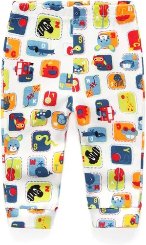 Vista 2 de Paquete de 4 pantalones unisex de algodón para bebé recién nacido, leggings casuales bordados de 0 a 24 meses para niños y niñas