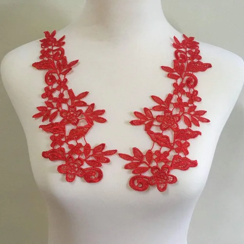 Vista 6 de 1 par de apliques de bordado para boda, encaje floral, adornos de costura (negro A)