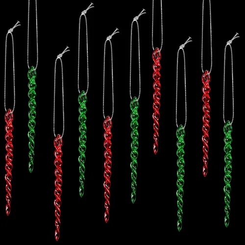 Vista 26 de 30 piezas de carámbanos de plástico trenzados para árbol de Navidad; adornos colgantes para árbol de Navidad, fiesta de Navidad, boda, fiesta