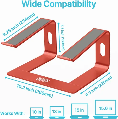 Vista 5 de BLACK+DECKER Soporte ergonómico para laptop para escritorio, soporte ergonómico para computadora portátil, compatible con MacBook Notebook, soporte