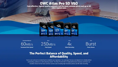 Vista 2 de OWC Atlas Pro - Tarjeta de memoria SDXC UHS-II V60 de 64 GB