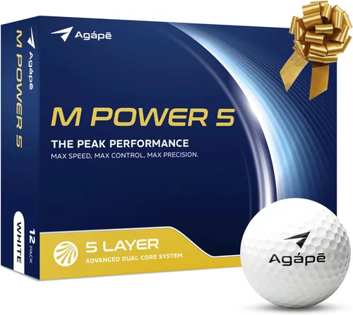 Vista 10 de agape MP5S MP5 VS3 - Pelotas de golf DuraPlus Uretano blanco y negro, 5 piezas y 3 piezas de doble núcleo blanco (12 Pack)