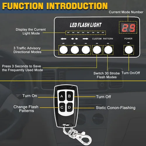 Vista 3 de 29D6-TT, Blanco/Ámbar 13 Flash Patterns,Pattern Memory,Waterproof(Non-submersible),12V Fit,Suction Mount,Fits Emergency & Construction Vehicles