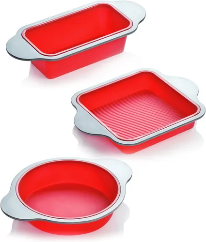 Vista 10 de Boxiki Kitchen Molde para Pastel Redondo de Silicona Antiadherente de 9 Pulgadas con Asas de Marco de Acero - Perfecto para Hornear Deliciosos