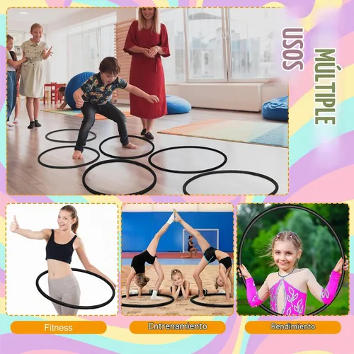 Vista 5 de Shappy - 6 piezas de aros de ejercicio desmontables ajustables, juguete de plástico, juguetes de patio de juegos, aros circulares