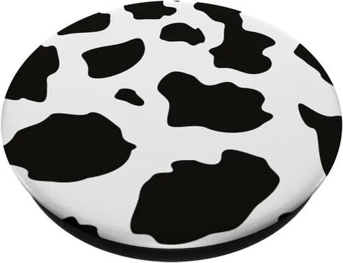 Vista 2 de Estampado de vaca en blanco y negro lindo diseño para niños adolescentes y niñas PopSockets Standard PopGrip