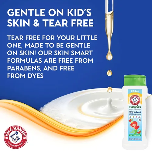 Vista 5 de Arm & Hammer Essentials Kids Gel de baño 3 en 1 Sea Monster Mango 22.5 oz - Champú y acondicionador no tóxico para niños