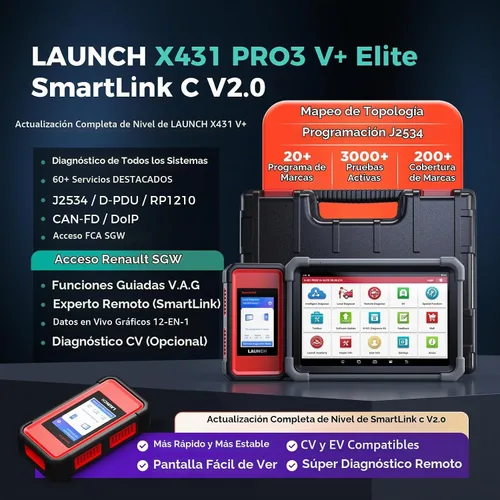 Vista 7 de LAUNCH X431 V+ Herramienta de análisis de sistema completo, escáner OBD2 de diagnóstico, lector de código bidireccional, lector de código de acción