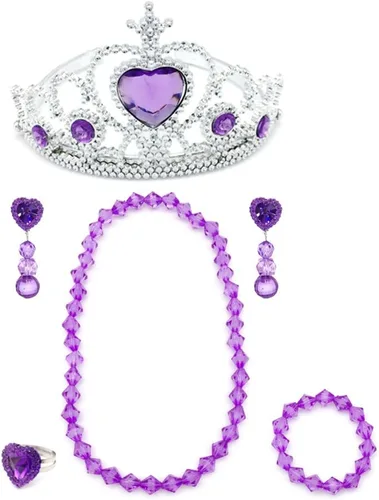 Vista 3 de Elesa Miracle Conjunto de juego de juguete para niña, tiaras, collar, pulsera, clip, aretes