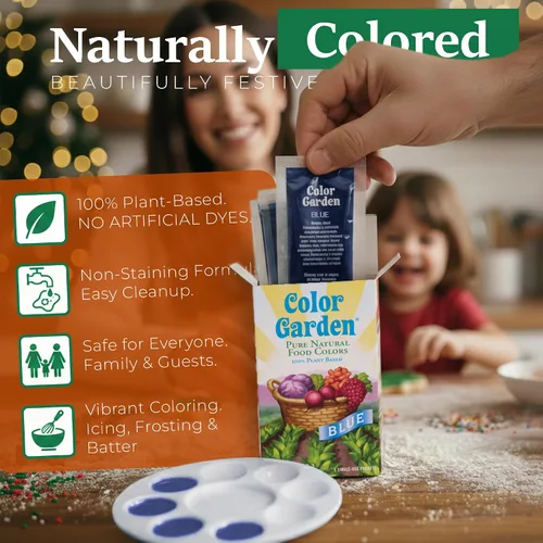 Vista 2 de Color Garden Colorante alimentario natural puro, azul, 5 unidades de 1 onza Colorante alimenticio líquido a base de plantas, vegano, no tóxico
