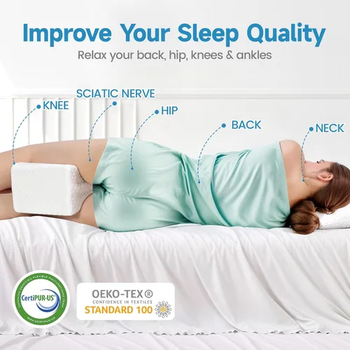 Vista 11 de TranquilRelax Almohada de rodilla para dormir de lado, almohada de piernas