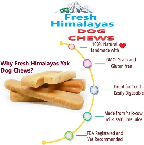 Vista 3 de Yak Cheese Dog Chews X-Long Monster 10-12 oz 11-12 pulgadas de larga duración Orgánica rica en proteínas Golden Yaky Golosinas para perros