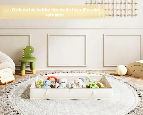 Vista 6 de Vailando Contenedores de almacenamiento para debajo de la cama, 6 pulgadas de alto y 60 litros debajo de la cama con asas resistentes y paredes Beige