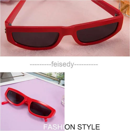 Vista 4 de FEISEDY Retro pequeño rectángulo gafas de sol mujeres hombres hip hop estilo b2731