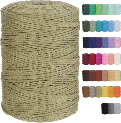 Vista 29 de Cuerda de macramé de algodón de 2 mm, 220 yardas, suministros naturales de macramé de color, cuerda de algodón suave para artesanía, para colgar
