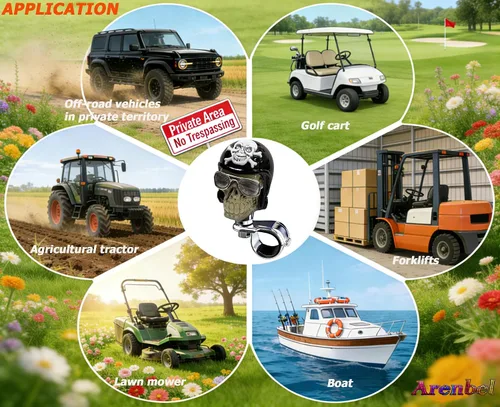 Vista 5 de Pilot Skull Car Suicide Power Handle Volante Pomo giratorio Resin Skull Brodie Knob, Hot Rod Style Steering Turning Aid Fit Most Agricultural