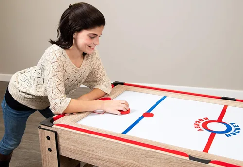 Vista 12 de Hathaway Madison - Mesa multijuego 6 en 1 de 54 pulgadas, ideal para salas de juegos familiares, incluye billar, futbolín, hockey deslizante, tenis