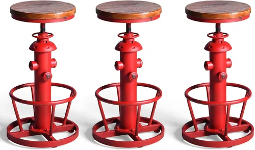Vista 19 de LOKKHAN American Antique Steampunk Deco Taburete de bar industrial vintage retro elegante diseño de boca de incendios ajustable giratorio
