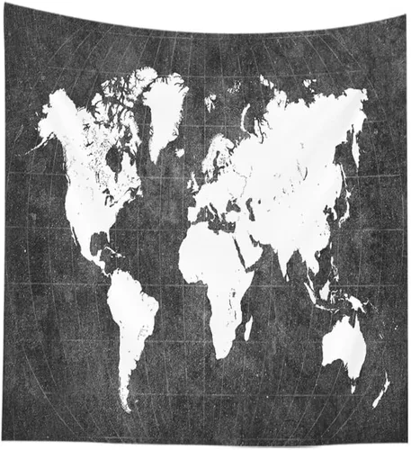 Vista 21 de CAPSCEOLL Tapiz de mapa del mundo para colgar en la pared, tapiz blanco y negro para decoración del hogar, 40 x 30 pulgadas, mapa para habitación