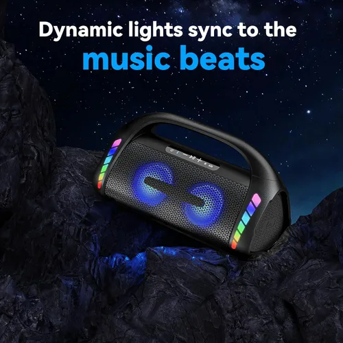 Vista 11 de Bocina Bluetooth LFS, altavoces Bluetooth inalámbricos de 100W y bajo profundo, luces LED, impermeable IPX6, 30 horas de reproducción, altavoz