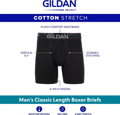 Vista 2 de Gildan - Calzoncillos tipo bóxer elásticos de algodón para hombre, paquete múltiple