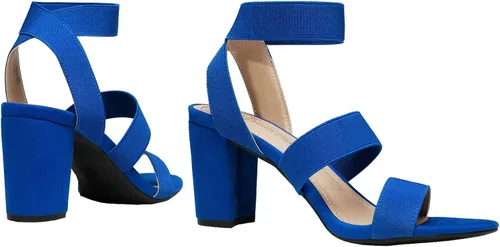 Vista 4 de DREAM PAIRS Sandalias de tacón de vestir con correa elástica alta y gruesa para mujer