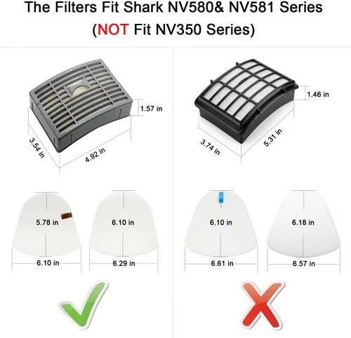 Vista 2 de Lemige Piezas de repuesto para filtros de vacío para Shark Powered Lift-Away DLX NV580 Series NV581, NV581Q, NV585, NV586, 2 filtros de poste + 4