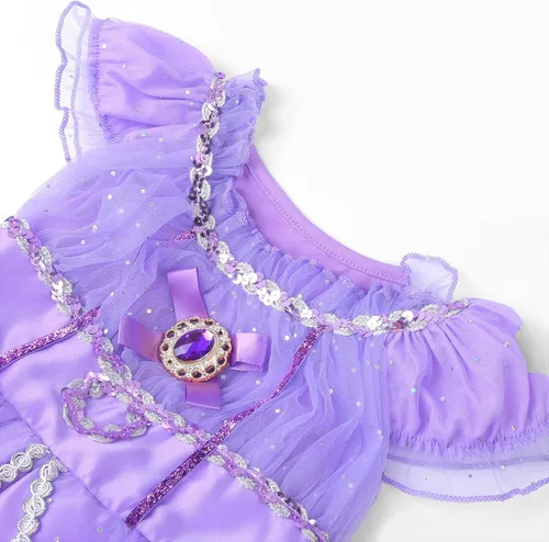Vista 4 de Vgolar Disfraces de princesa para niñas, vestido de princesa morado con accesorios