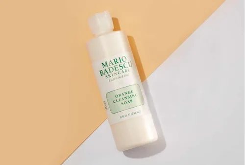 Vista 4 de Mario Badescu Jabón limpiador de naranja - Crema limpiador facial y exfoliante enriquecido con AHA - Lavado facial sin aceite para piel mixta o seca