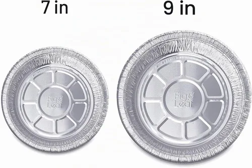 Vista 5 de Paquete de 60 sartenes redondas de aluminio prémium de 7 pulgadas con tapas de cúpula de plástico, lata de aluminio desechable para asar, hornear
