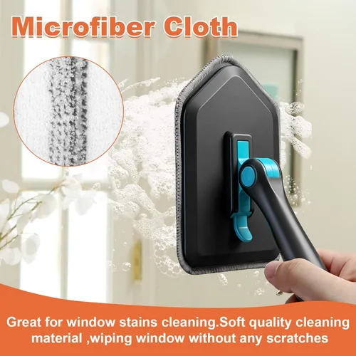 Vista 7 de Cepillo de limpieza de mango largo para ducha, cepillos de limpieza 3 en 1 con 3 cabezales de limpieza diferentes para limpieza de ducha, baño, Negro