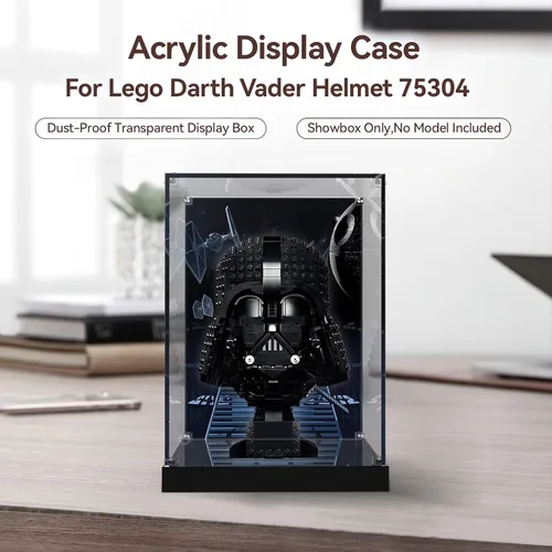 Vista 11 de Vitrina de acrílico para Lego 75304 Star Wars Darth Vader casco de cabeza negra modelo de bloque de construcción (solo caja, sin modelo), caja