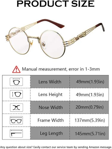 Vista 5 de DeBuff Gafas de sol retro redondas steampunk hippie