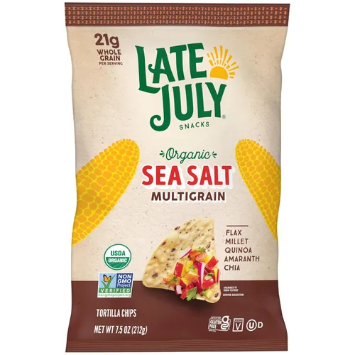 Vista 7 de Late July Chips de tortilla multigrano orgánicos con sal marina, 7.5 onzas