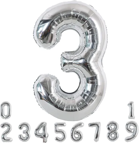 Vista 53 de Toniful - Globos de helio grandes de números del 0 al 9 de 40 pulgadas, color negro, globos digitales de número 0, globos de papel de aluminio