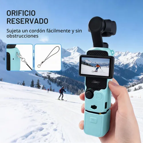 Vista 5 de HRH Funda protectora de silicona compatible con DJI Osmo Pocket 3 Aqua Blue Azul aguamarina