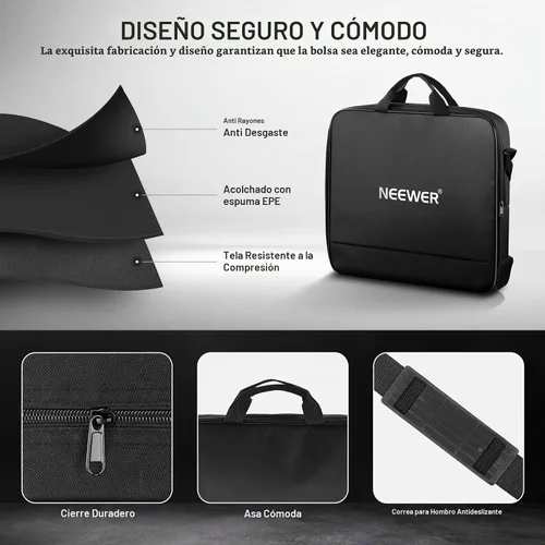 Vista 4 de Neewer Bolsa de transporte de luz de anillo de 12 pulgadas para RH12B RH12C RH10B RH8B, 19.7"x16.5"/50x42cm Funda de viaje de nailon protectora