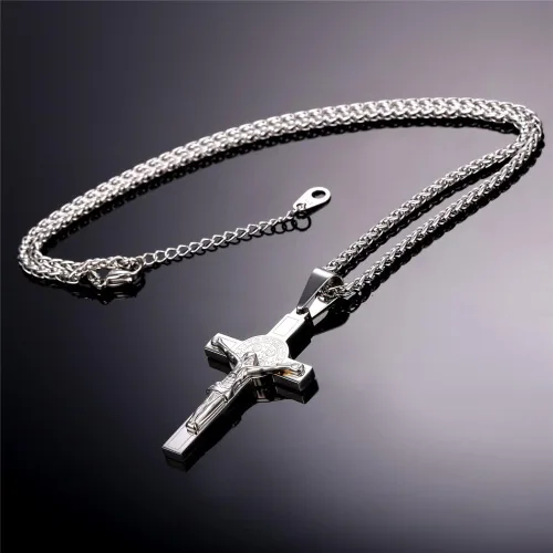 Vista 4 de U7 Russian Orthodox Cross PendantPraying HandsIchthys Sign for Men Women Stainless Steel 18K Gold Plated Jesus Pendant Christian Religious